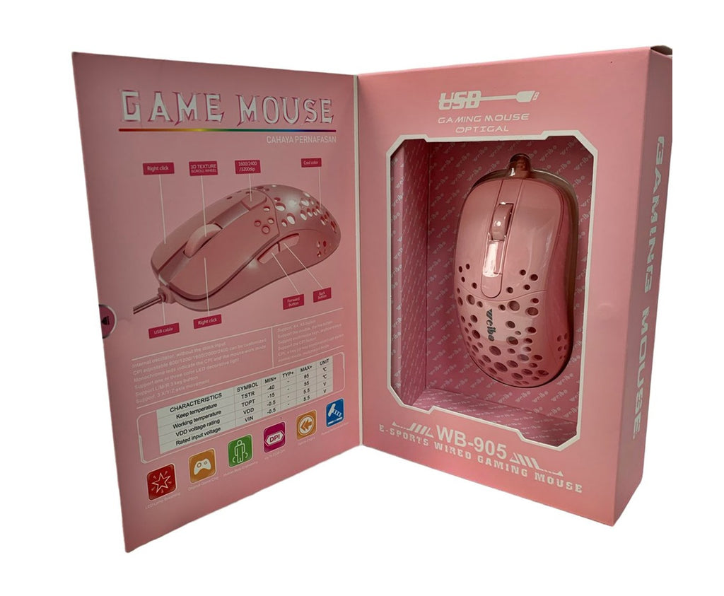 Mouse Gamer Rosa Usb Weibo 3200dpi Optic